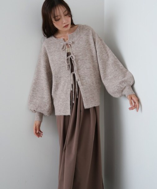 【Bab】(セットアイテム/選べるサイズ展開)前後2WAYニットトップス+タックキャミワンピース