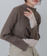 （選べるネック）チュールレイヤードリブニット