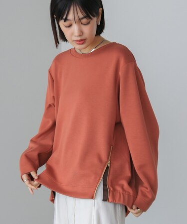 シルキーダンボールサイドファスナープルオーバー