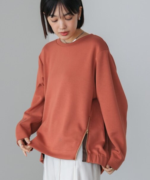 シルキーダンボールサイドファスナープルオーバー