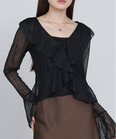シアーフリルブラウス
