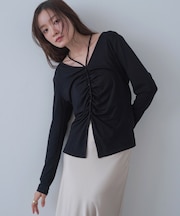 センターシャーリングカットソー