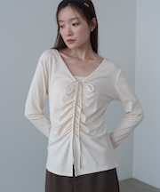 センターシャーリングカットソー