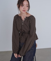 ドットウエストシャーリングブラウス