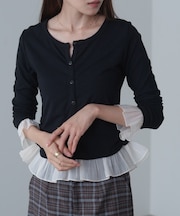 【Bab】裾フリルヘンリーネックカットソー