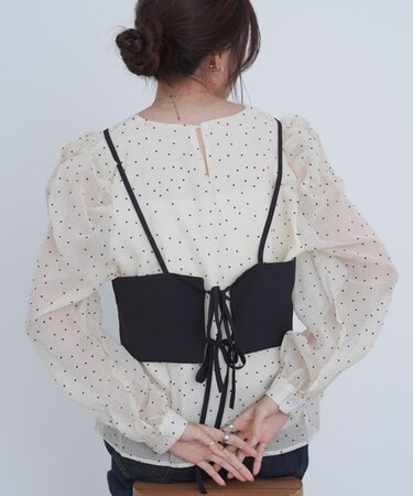【Bab】ビスチェSETドットブラウス