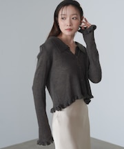 【Bab】フリルニットカーディガン