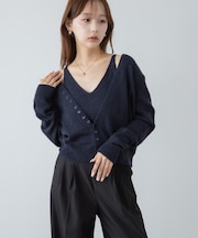 ボタンデザインキャミSETニット