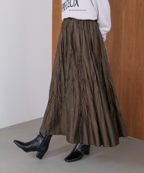 ワッシャーマットサテンスカート