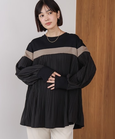 配色ラインプリーツプルオーバー