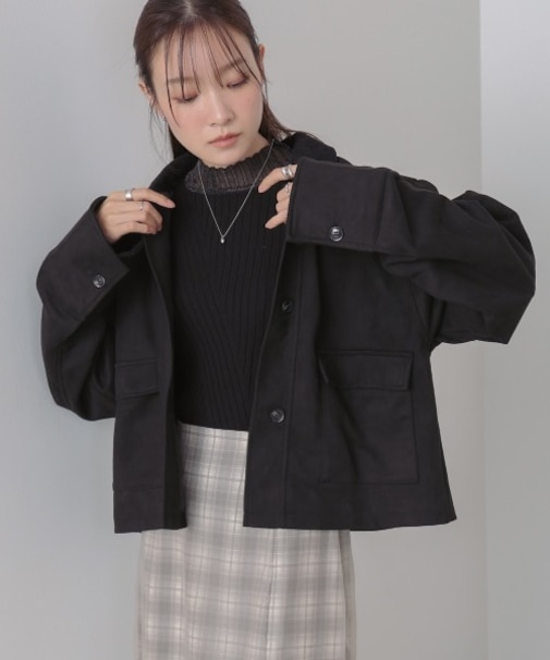 【Bab】フェイクスエード×コーデュロイショートカバーオール