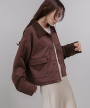 フェイクスエード×コーデュロイショートカバーオール