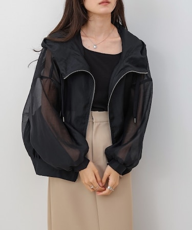 【Bab】フード付きシアーパーカー