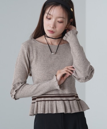 12Gニットフリルヘムショートプルオーバー
