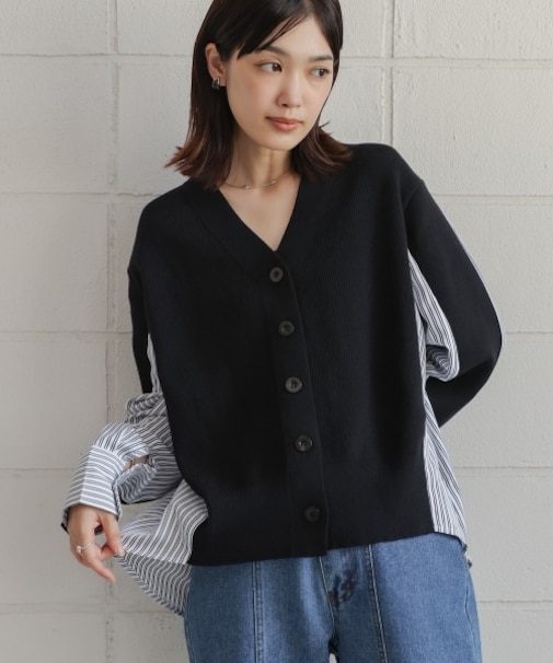 バックスストライプニットカーディガン