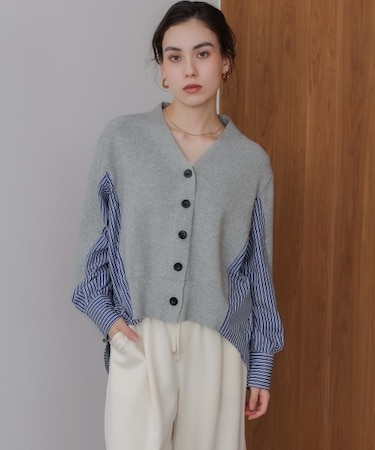 バックスストライプニットカーディガン