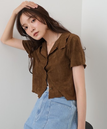 【Bab】ライトスエード半袖メロウシャツ