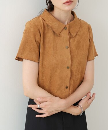 【Bab】ライトスエード半袖メロウシャツ