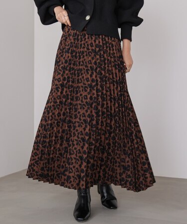 アニマル柄プリーツスカート