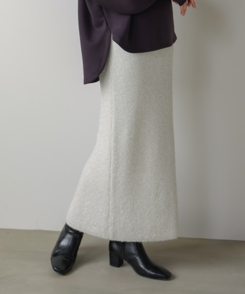 フィルムラメニットタイトスカート