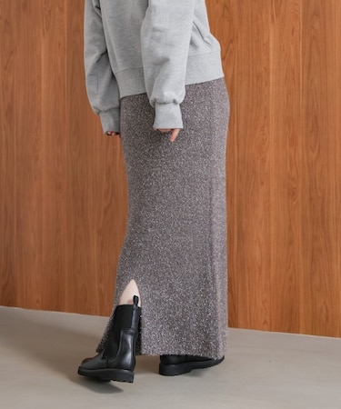 フィルムラメニットタイトスカート