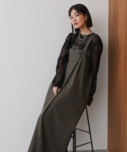 ラップアクセントボタンワンピース