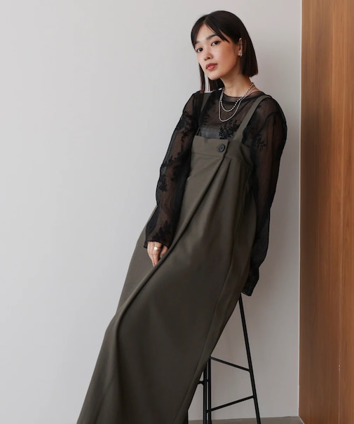 ラップアクセントボタンワンピース