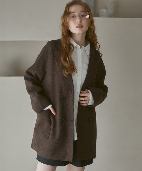 2025AW ウールライクダブルジャケット　テーラード　ダブルジャケット ウールライクテーラードダブルジャケット｜ブージュルードの通販