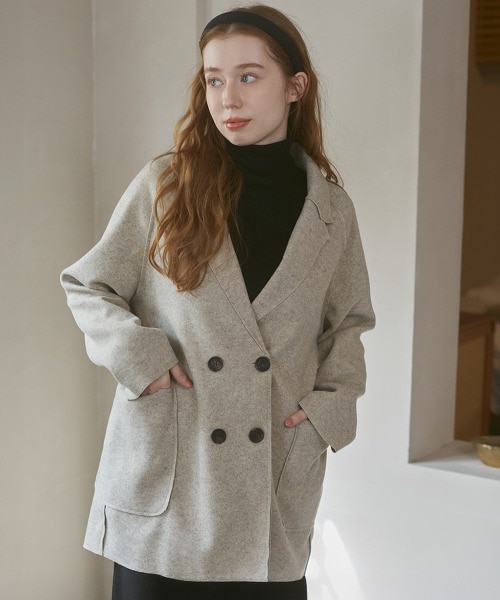 2025AW ウールライクダブルジャケット　テーラード　ダブルジャケット ウールライクテーラードダブルジャケット｜ブージュルードの通販