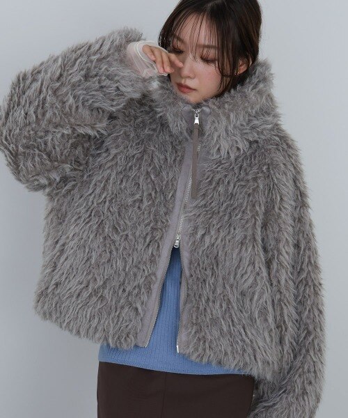 ミックスシープファースタンドブルゾン ESICA エシカ ブルゾン ファー