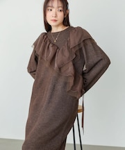 アシンメトリーフリルニットワンヒ゜ース