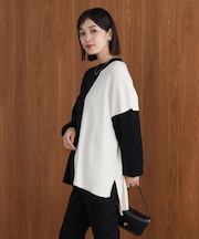 【WEB限定】もち軽配色ニットチュニック