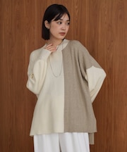 【WEB限定】もち軽配色ニットチュニック