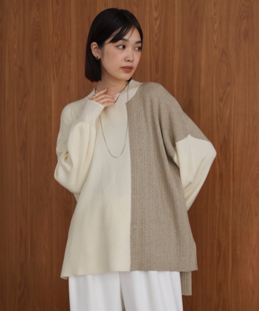 【WEB限定】もち軽配色ニットチュニック