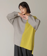 【WEB限定】もち軽配色ニットチュニック