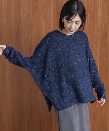 スパンコールドルマンニットリブ