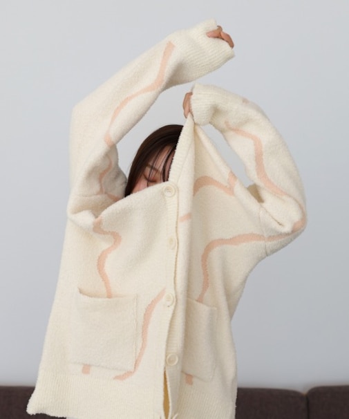 【Bab】ウェーブモチーフふわもちカーディガン