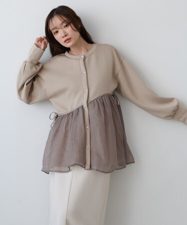 【Bab】前後2WAYペプラムオーガンジーポンチトップス