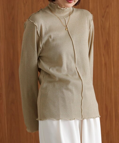 ラメカットソーハイネックインナー