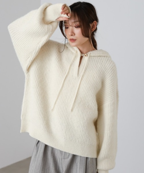 【Bab】フーディーニットトップス