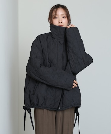 【Bαb】ウェーブキルティング中綿ミドルコート