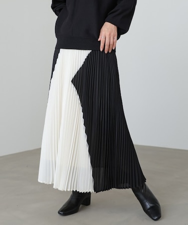 バイカラープリーツスカート