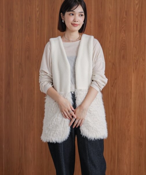 【WEB限定】ボア×ファーニットベスト