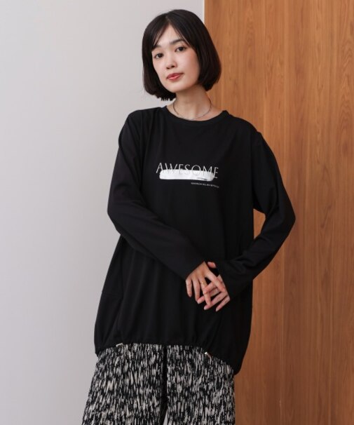 箔エンボスロンＴチュニック