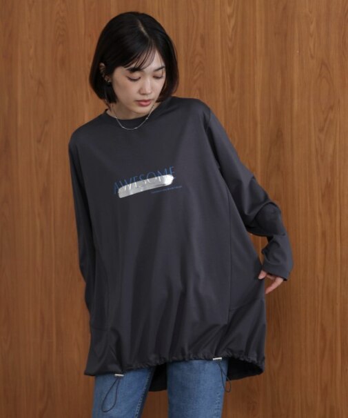 箔エンボスロンＴチュニック