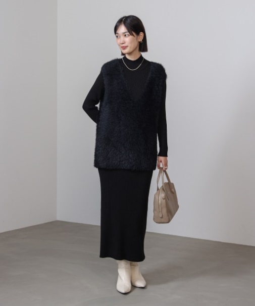 シャギーチュニックリブワンピースセット