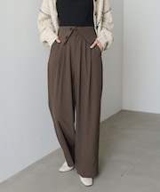 【Bab】ウエストフラップ釦ワイドタックパンツ