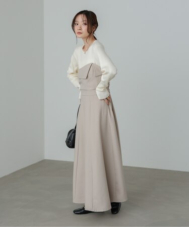 【Bab】選べるネック・レイヤード風ドッキングニットワンピ