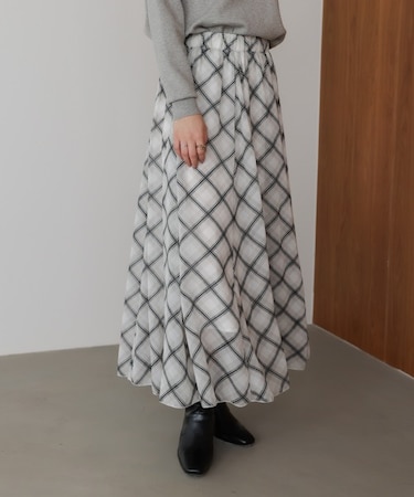 シアーチェックレイヤードスカート