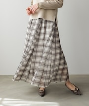 シアーチェックレイヤードスカート